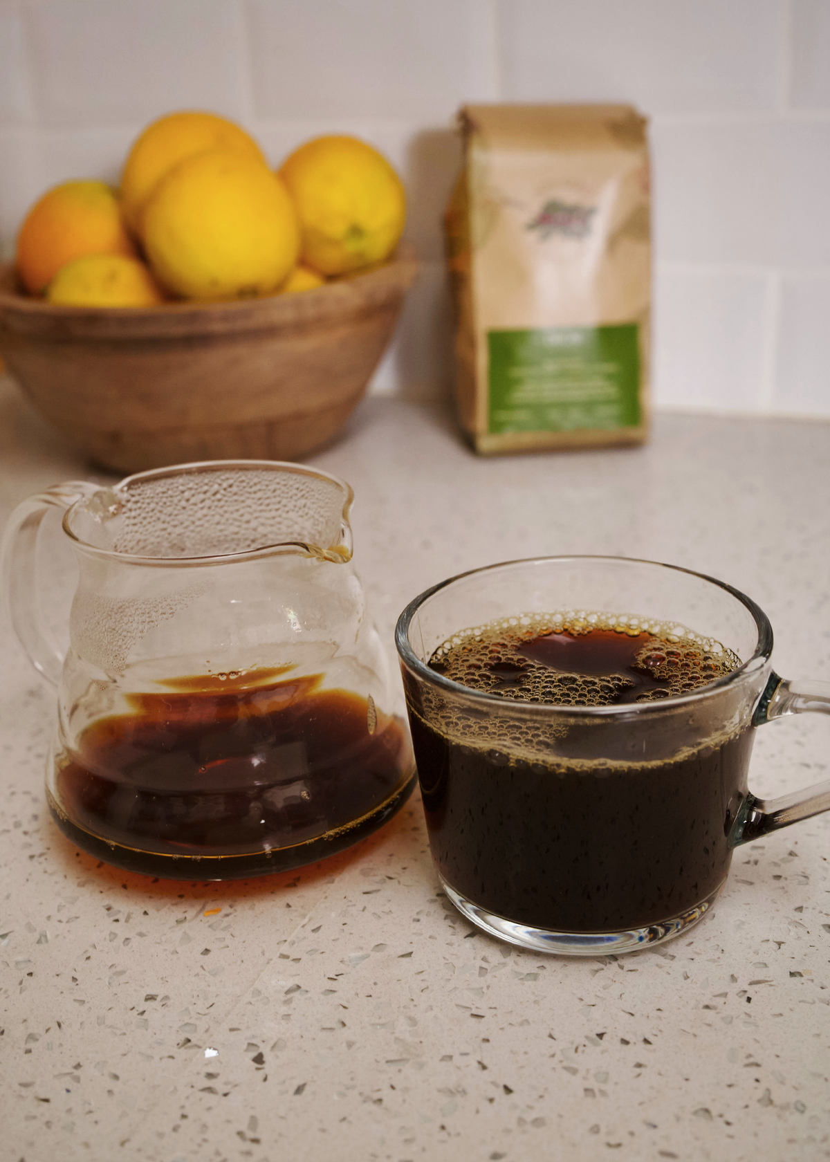 Coffee mug on a counter